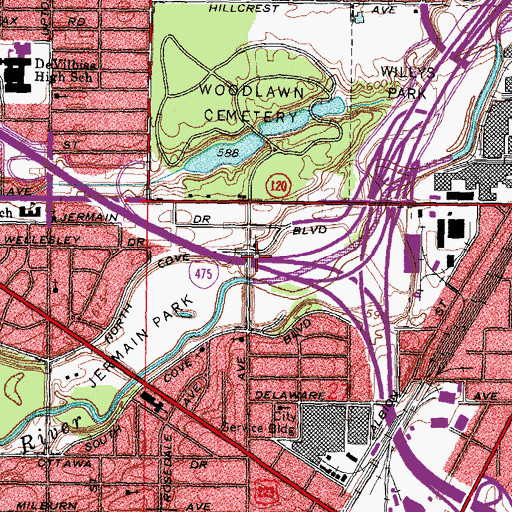 Topographic Map of Interchange 20A, OH