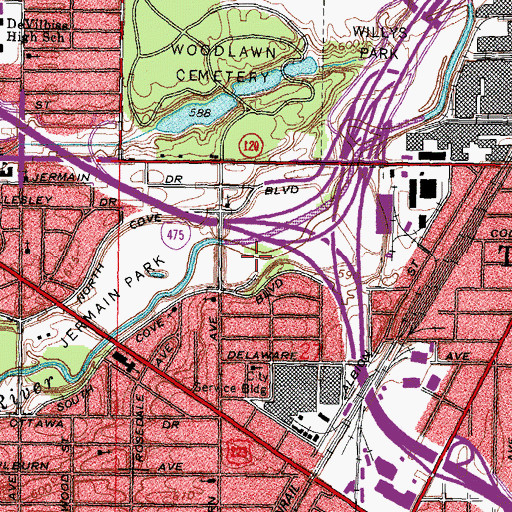 Topographic Map of Beatty Park, OH