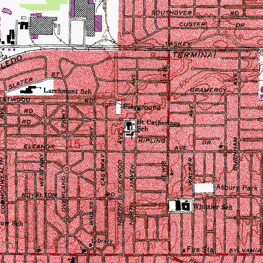 Topographic Map of Saint Catherines Catholic Church, OH