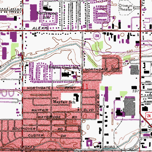 Topographic Map of Regina Coeli Catholic Church, OH
