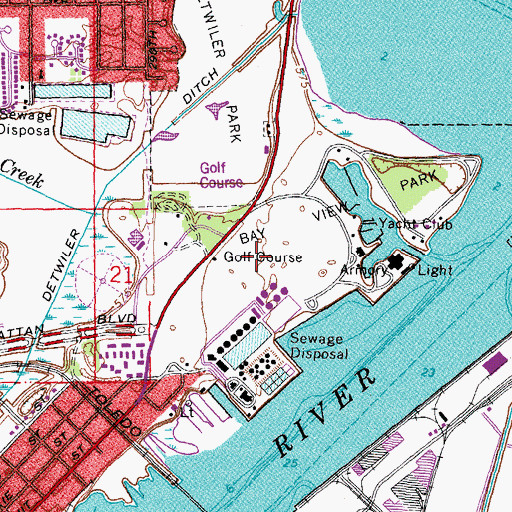 Topographic Map of Bay View Golf Course, OH