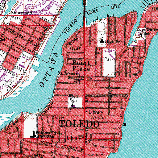 Topographic Map of Saint John the Baptist Catholic Church, OH