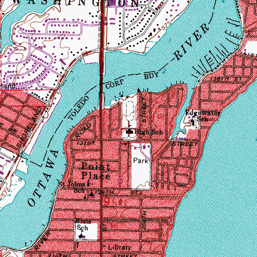 Topographic Map of Point Place High School, OH