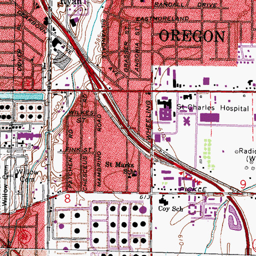 Topographic Map of Interchange 7, OH