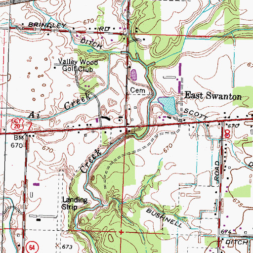 Topographic Map of South Swanton, OH