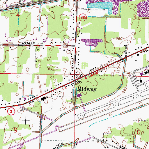 Topographic Map of Gruboak School (historical), OH
