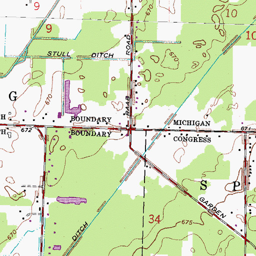 Topographic Map of Frogpond School (historical), OH