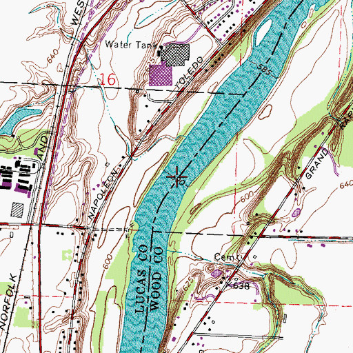 Topographic Map of Maumee Rapids, OH