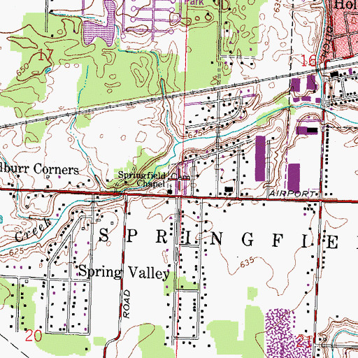 Topographic Map of Springfield Cemetery, OH