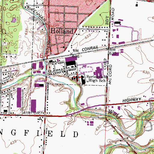 Topographic Map of Holland Elementary School, OH