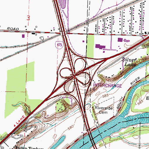 Topographic Map of Interchange 4, OH