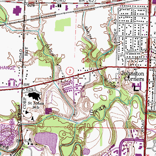 Topographic Map of South Village Square Shopping Center, OH