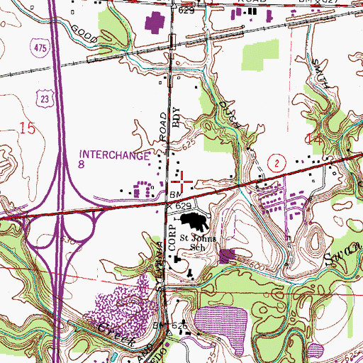 Topographic Map of Crosstrails Shopping Center, OH