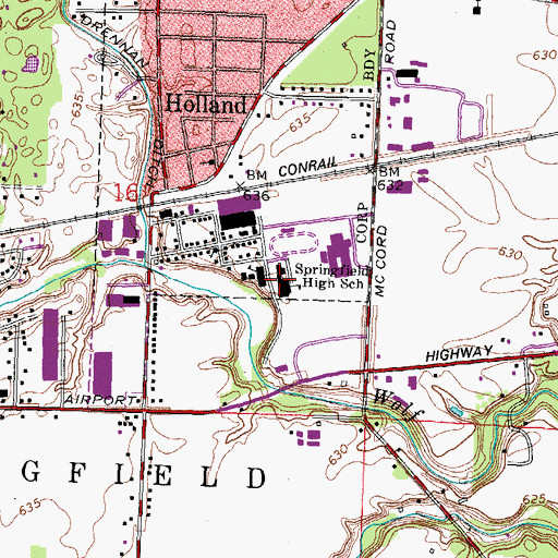 Topographic Map of Springfield Junior High School, OH