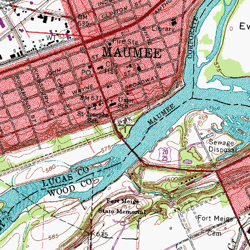 Topographic Map of Towpath Park, OH