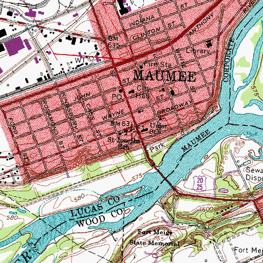 Topographic Map of Saint Josephs Catholic Church, OH
