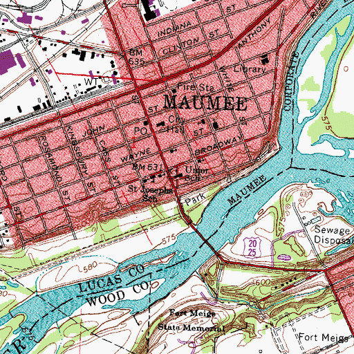 Topographic Map of Union Elementary School, OH