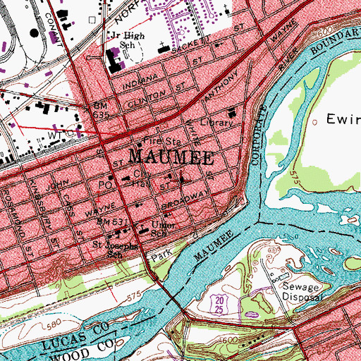 Topographic Map of Saint Pauls Episcopal Church, OH