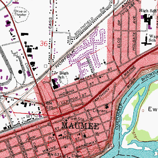 Topographic Map of Maumee United Methodist Church, OH