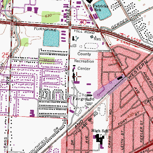 Topographic Map of Lucas County Recreation Center, OH