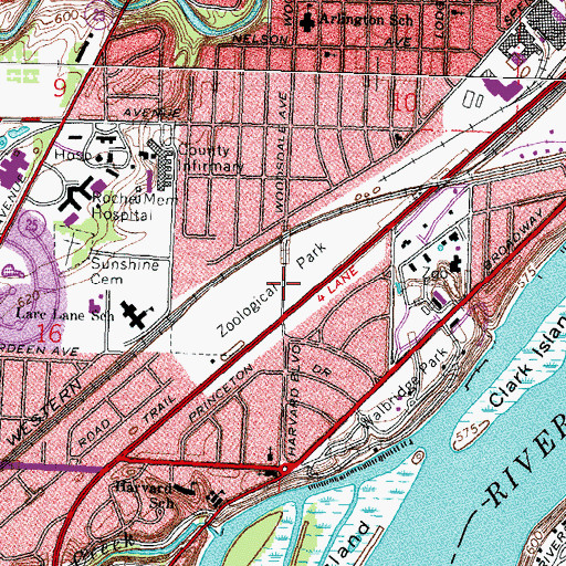 Topographic Map of Toledo Zoological Gardens, OH
