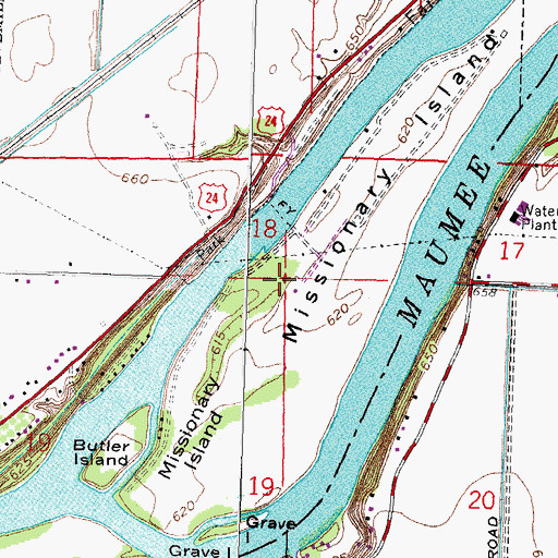 Topographic Map of Missionary Island State Wildlife Area, OH