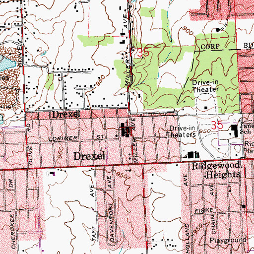 Topographic Map of Drexel School, OH