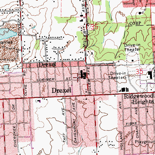 Topographic Map of Drexel Church of the Nazarene, OH