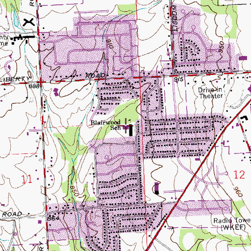 Topographic Map of Blairwood Elementary School, OH