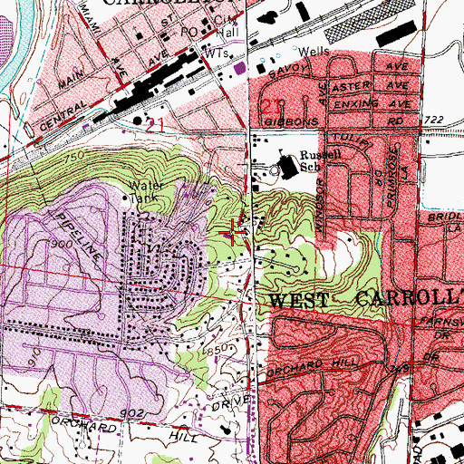 Topographic Map of First Baptist Church of West Carrollton, OH