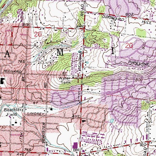 Topographic Map of Overlook Park, OH