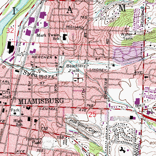 Topographic Map of First Baptist Church of Miamisburg, OH