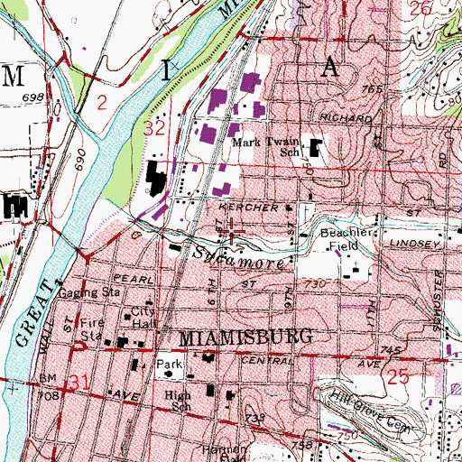 Topographic Map of Miamisburg Assembly of God Church, OH