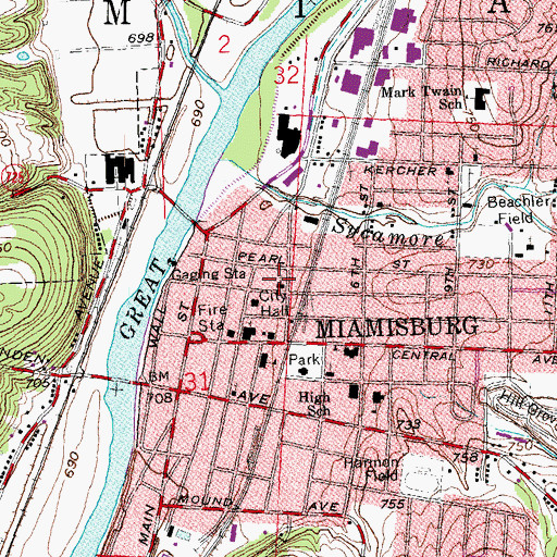 Topographic Map of Miamisburg Free Will Baptist Church, OH