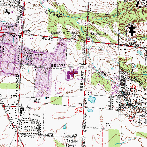 Topographic Map of Miamisburg High School, OH