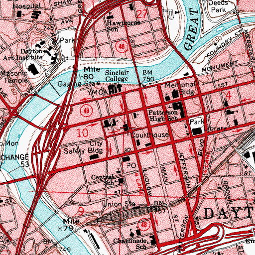 Topographic Map of Saint Johns Lutheran Church, OH