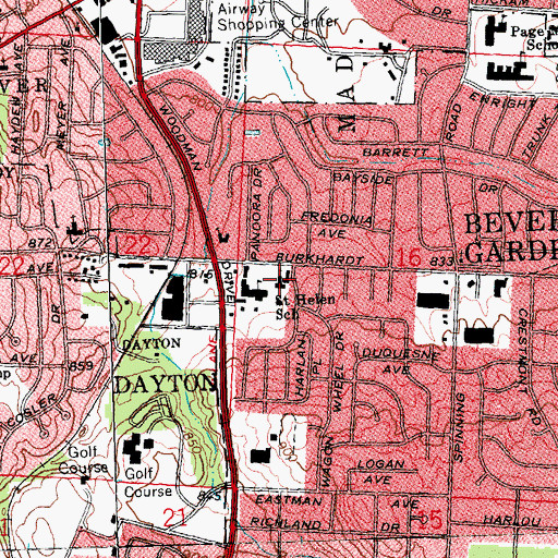 Topographic Map of Saint Helen Catholic Church, OH