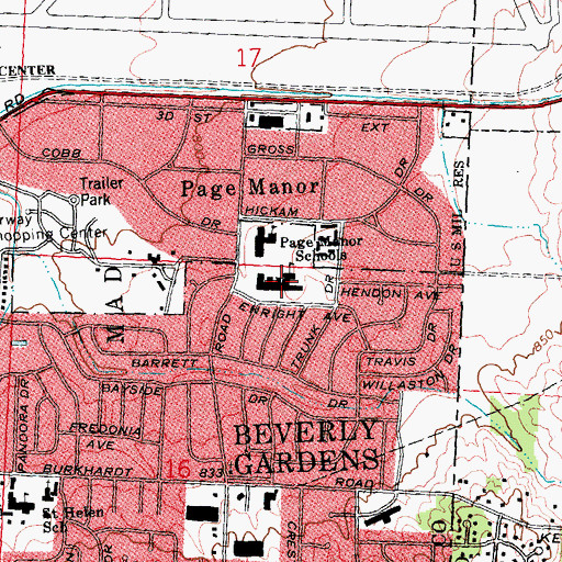 Topographic Map of Beverly Gardens Elementary School, OH