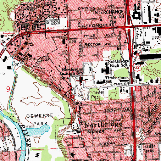 Topographic Map of Esther Dennis Middle School, OH
