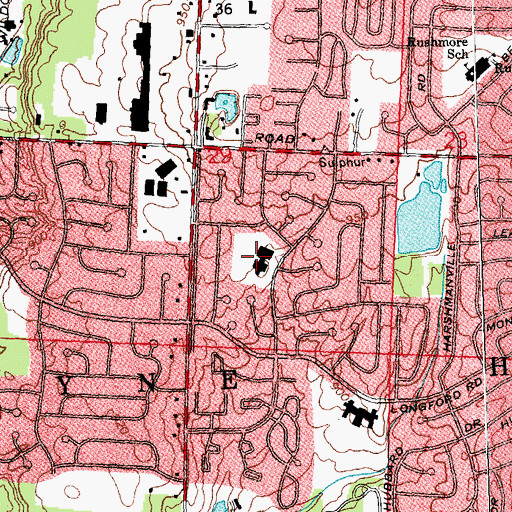 Topographic Map of Valley Forge Elementary School, OH