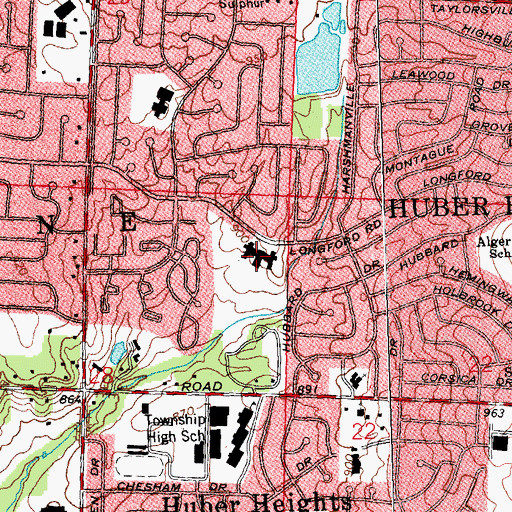 Topographic Map of Studebaker Junior High School, OH