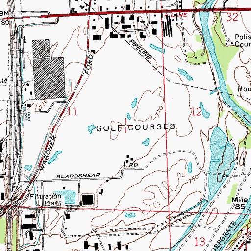 Topographic Map of Kitty Hawk Golf Course, OH