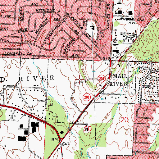 Topographic Map of Thomas A Cloud Memorial Park, OH