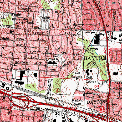 Topographic Map of Pinewood Park, OH