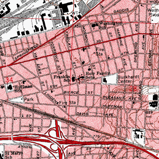 Topographic Map of Holy Family Catholic Church, OH