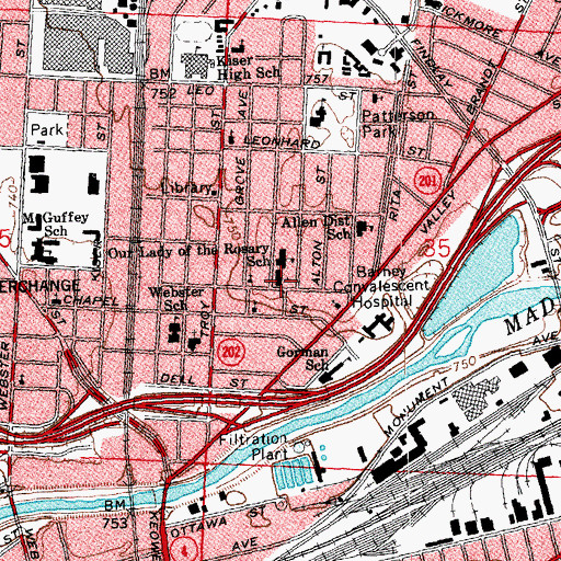 Topographic Map of Our Lady of the Rosary Catholic Church, OH