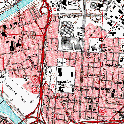 Topographic Map of Claire Ridge Park, OH