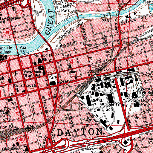 Topographic Map of Saint Johns United Church of Christ, OH