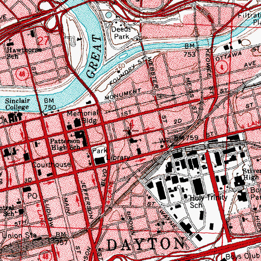 Topographic Map of Saint Joseph Catholic Church, OH