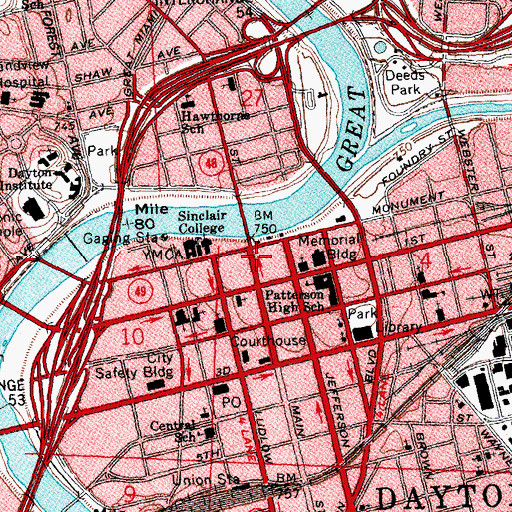 Topographic Map of Steele High School (historical), OH